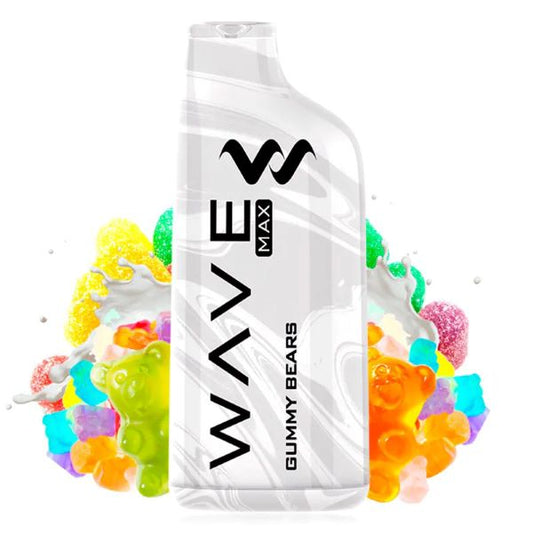 Vaper desechable BudVape Wave Max, de 8000 caladas sin nicotina, sabor gummy bears