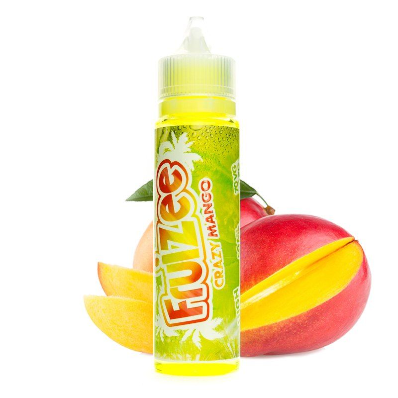 Líquido para vapear de 50ml, de la marca Fruizee sabor Crazy mango. Este líquido no contiene nicotina