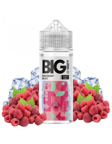 Líquido para vapear de100ml, sin nicotina, de la marca Big Tasty y sabor Raspberry Blast. Este líquido no contiene nicotina