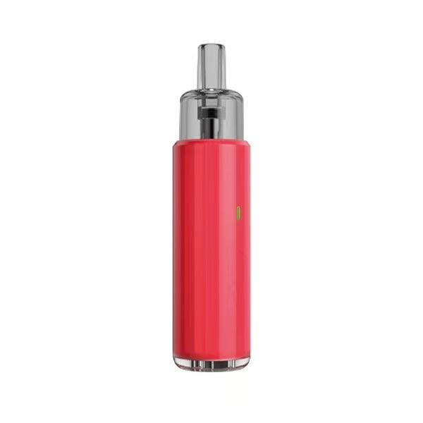 La imagen muestra un vaper recargable de color rojo de la marca Voopoo, concretamente el modelo Doric Q