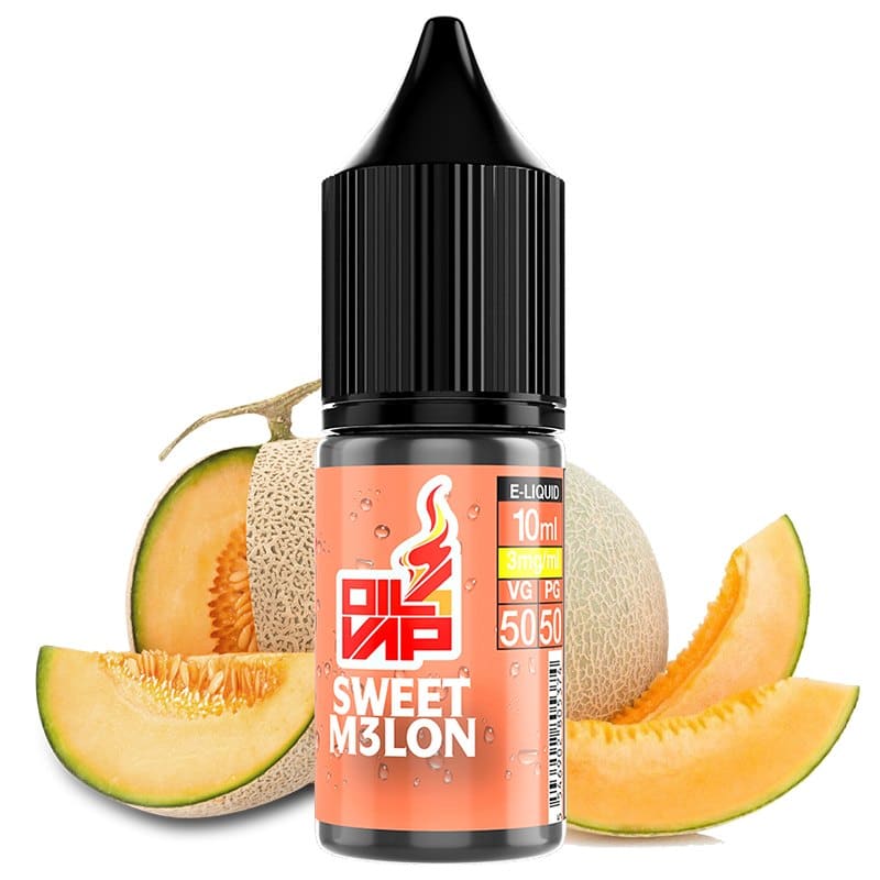 Líquido para vapear de 10ml, con una concentración de 6mg/ml de nicotina, de la marca Oil4Vap y sabor Water Sweet Melon, 50VG/50PG